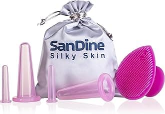 Cupping Therapy Sets - Face Cupping Set - Double Chin Reducer - Facial Cupping System - Silicone Massage Cups - Cupping for Cellulite Kit - Ideal to Shape Your Cheeks and Chin - by Sandine (Pink)