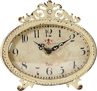 Creative Co-Op Distressed Pewter, Cream Mantel Clock