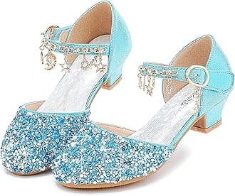 Girls Dress Shoes Princess Crystal High Heels Closed Toe Party Wedding Flower Girls Shoes Toddler Little Big Kid