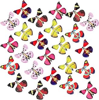 FunBlast Flying Butterfly Toy, Magic Wind up Butterflies Toys, Colourful Butterfly Toy for Boys/Girls, Plastic Flying Butterflies for Kids, Fairy Toys for Girls/Boys- Multicolour (Pack of 24)