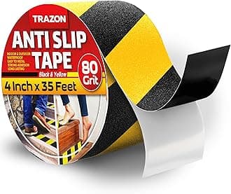 Grip Tape - Heavy Duty Anti Slip Tape for Stairs Outdoor/Indoor Waterproof 4Inch x 35Ft Safety Non Skid Roll for Stair Steps Ramp Traction Tread Staircases Grips Non Slip Strips Walk Black and Yellow