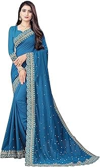 Fashion Day Latest Soft Georgette Embroidery Stone Work Saree for Women with Unstitched Blouse Piece