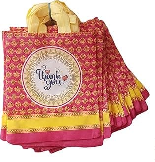 Return gift bag (Thank you Bags) / Birthday Party Return Bag/Wedding Return Gift Bag (Thamboolam bags) - Medium size (9x11 inch) (Pack of 25, Pink)