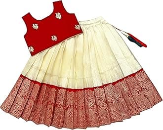 FELIZ THE DESIGNER STUDIO Baby Girl's Readymade South Indian Pattu Pavadai Lehenga Choli For Kid's