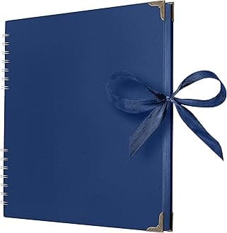 Bstorify Square Scrapbook Photo Albums 80 Pages (11 x 11 Inch) Blue Thick Paper, Hardcover, Ribbon Closure - Ideal for Your Scrapbooking Albums, Art & Craft Projects (Blue, 11 x 11 Inch)