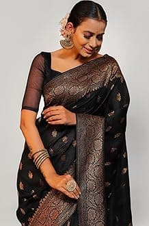 SIRIL Women's Kanjivaram Silk Saree Pure Silk with Blouse