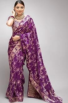 C J Enterprise Women's Pure Kanjivaram Silk Saree Soft Banarasi With Blouse P...