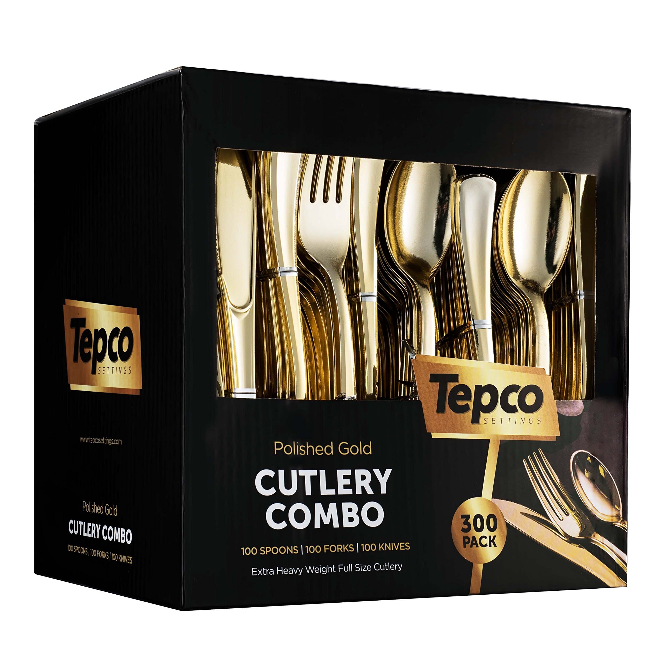 Gold Plastic Silverware Set 300 Pack