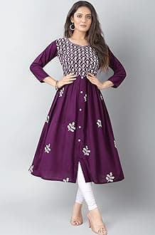 Women's Rayon Embroidered Flared Kurtis