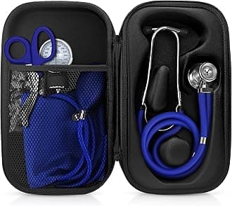 ASA TECHMED Medical Starter Kit – Stethoscope, Durable Blood Pressure Monitor, EMT Shears & Protective Carrying Case – Ideal for Healthcare Students & Professionals, Blue
