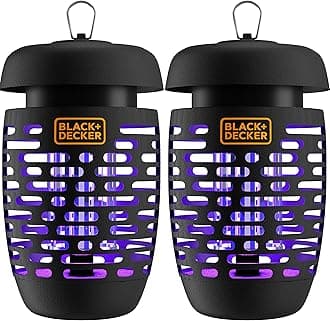 BLACK + DECKER Bug Zapper Electric Lantern with Insect Tray, Cleaning Brush, Light Bulb & Waterproof Design for Indoor & Outdoor Flies, Gnats & Mosquitoes Up to 625 Square Feet- 2 Pack