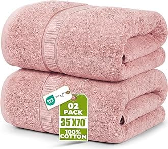 Utopia Towels - Luxurious Jumbo Bath Sheet 2 Piece - 600 GSM 100% Ring Spun Cotton Highly Absorbent and Quick Dry Extra Large Bath Towel - Soft Hotel Quality Towel (35 x 70 Inches, Dusty Pink)