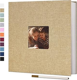 Vienrose Large Photo Album Self Adhesive for 4x6 8x10 Pictures Scrapbook Album DIY 60 Blank Pages with A Metallic Pen