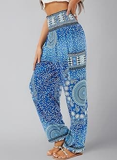 QIANXIZHAN Women's Harem Pants, High Waist Yoga Boho Trousers with Pockets