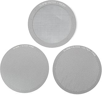 Reusable Filter Set by Slimm Filter - 3 Piece, Stainless Steel Metal - Mesh, Fine, Ultra-Fine Metal Filter For AeroPress Coffee and Espresso Maker - Brew Barista-Grade Coffee At Home