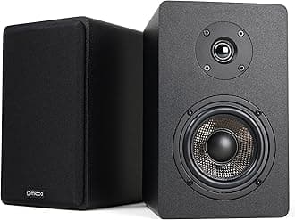 Micca MB42X Bookshelf Speakers With 4-Inch Carbon Fiber Woofer and Silk Dome Tweeter (Black, Pair)