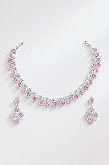 Diamond/Stones Necklace Set with Earrings for Women | Stylish Jewellery for Party, Wedding and Festive Occasions | Fashion Accessories