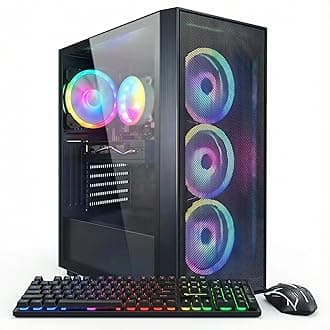 Gaming PC Computer Desktop, Radeon RX 580 8G, Intel Core I7 8th up to 4.10 GHz, 16G DDR4, 512G SSD, WiFi 6 & BT 5.2, RGB Fan x4, Windows 11 Home