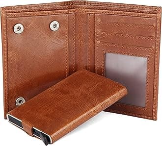 RFID Protected Leather Wallet for Men, Tan Crunch