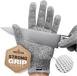 NoCry Cut Resistant Gloves with Grip Dots - High Performance Level 5 Protection, Food Grade. Size Small, Free Ebook Included! by NoCry