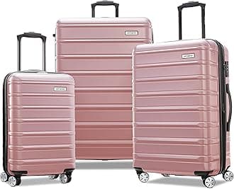 Omni 2 Hardside 3 Piece Set - Includes Global Carry-On, Medium, & Large Checked Suitcases - 360° Dual Spinner Wheels - Integrated TSA Lock & Expansion - Amazon Exclusive - Rose Gold