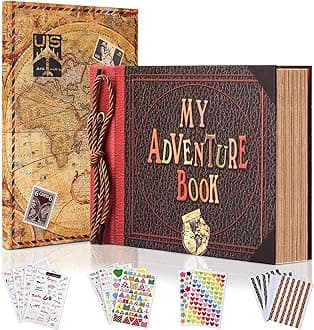 Adventure Book Diary Photo Scrapbook, Hard Cover Movie Up Travel Scrapbook for Anniversary, Wedding, Travelling, Birthday, Christmas (My Adventure)