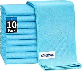 HOMERHYME Microfiber Glass Cleaning Cloth - 10 Pack Polishing Cloths, 16" x 14" Window Cleaning Towel, Streak Free, Lint Free, Great for All Delicate Surface, Glasses, Stainless Steel, Windshield.