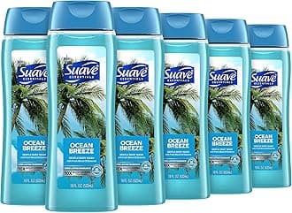 Suave Essentials Gentle Body Wash Ocean Breeze 6 Count With A Fresh Oil Blend Essence Infused With Vitamin E & Algae Extract 18 Oz