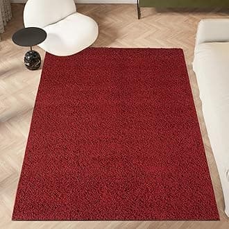 homeart Area Rug - Super Soft Shaggy Rugs For The Living Rooms, Bedrooms And Kitchen - Modern, Easy To Clean Carpet - 120x170 cm, Bordeaux Dark Red
