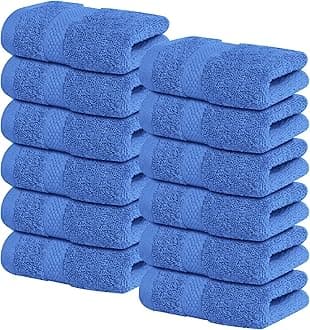 Infinitee Xclusives Premium Blue Washcloths Set – Pack of 12, 13x13 Inches 100% Cotton Wash Cloths for Your Body and Face Towels, Kitchen Dish Towels and Rags, Baby Washcloth