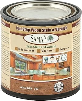 Interior One Step Wood Seal, Stain and Varnish – Oil Based Odorless Dye - Protection for Furniture and Fine Wood (Aged Oak SAM-307, 8 oz)