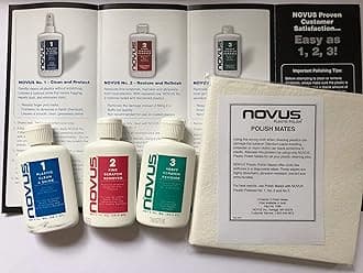 Novus Acrylic Scratch Remover & Cleaner Plastic Polish kit with 6 Novus Mates Wipes