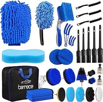 Bemece 30-Pcs Car Detailing Kit, Car Cleaning Kit for Rims, Exteriors, Interiors, Vents & Dashboards (Blue)