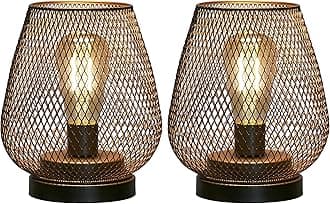Set of 2 Brown Metal Cage LED Lantern