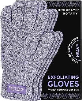 Brooklyn Botany Exfoliating Gloves for Bath and Shower – Heavy Duty Exfoliating Body Scrubber for Massage and Dead Skin Remover for Body – 2 Pairs