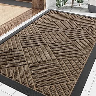 Smiry Front Door Mat Outside Entrance, Heavy Duty Outdoor Indoor Natural Rubber Doormat, Non Slip, Trap Dirt and Moisture, Easy Clean, Low Profile Patio Porch Entryway Mat, 29.5x17, Brown