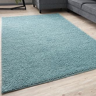 THE RUGS Living Room Rug - Shaggy Soft And Elegant Carpets For The Bedrooms And Kitchen, Easy To Clean, Many Different Sizes (140x200 cm, Duckegg Blue)