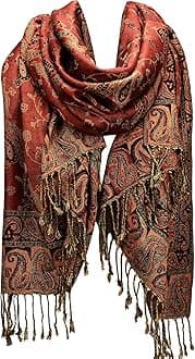 FURTALK Womens Pashmina Scarf Shawl Wrap Reversible with Fringes Paisley Pattern Elegant Colors