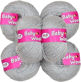 100% Acrylic Wool Steel Grey (14 pc) Baby Soft 4 ply Wool Ball Hand Knitting Wool/Art Craft Soft Crochet Hook Yarn, Needle Knitting Yarn Thread Dye Q X Y ZZ