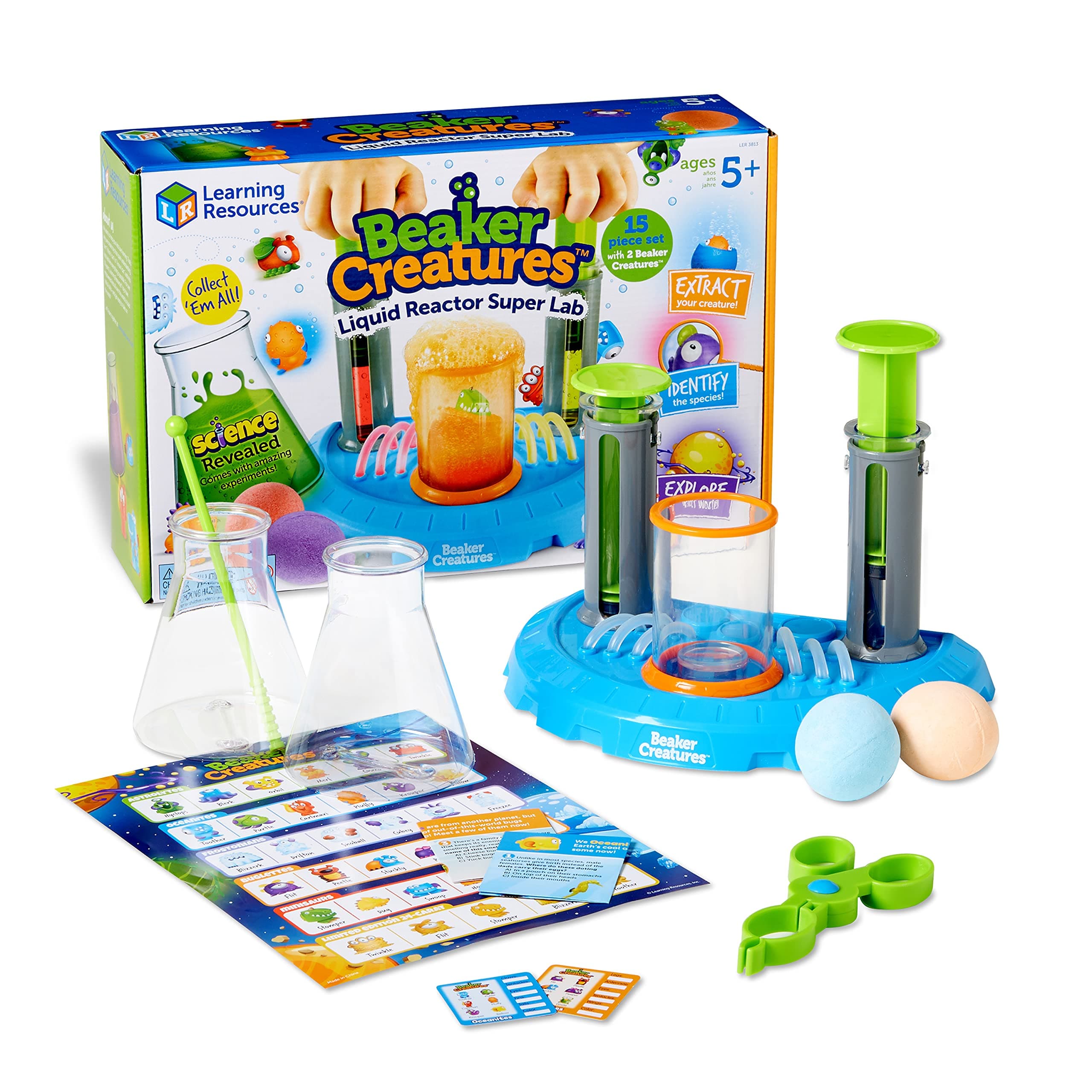 Learning Resources Beaker Creatures Liquid Reactor Super Lab - STEM Toys, Science Classroom Must Haves Activities , Physics and Chemistry Set, Homeschool Supplies, Birthday Gift for Boys and Girls