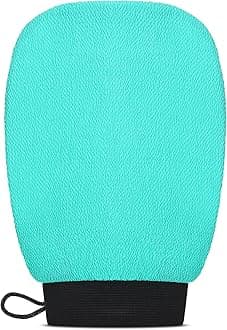 Valitic Exfoliating Glove Body Scrubber - Exfoliating Mitt Dead Skin Remover, Shower Face and Body Exfoliator - Korean Style Skin Scrubber Washcloth - Spray and Self Tan Remover, 1 Turquoise