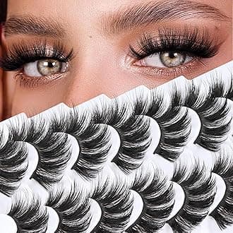 Lashes Pack 7 Pairs Fluffy Faux Mink Eyelashes Soft Handmade False Eye Lashes for Dramatic Makeup