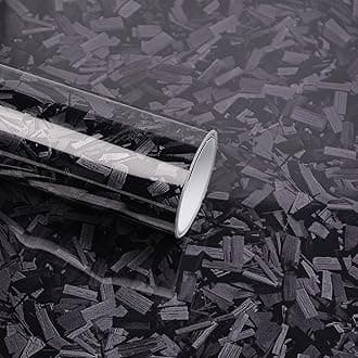 Lypumso Black Forged Carbon Fiber Vinyl Wrap, High Gloss Car Wrap Vinyl Film with Bubble Free Air Release Technology DIY Auto Decoration Sticker 1ft x 5ft