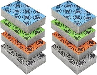 SKURA STYLE S Sponge Set - Modern, Odor-Free Cleaning Sponges with Non-Abrasive Scouring Pad for Dishes & More Orange,blue,green,grey 8 Sponges