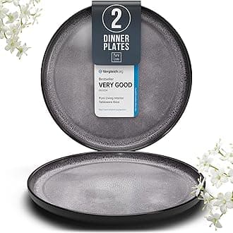 PURE LIVING INTERIOR DESIGN Stoneware Dinner Plates Set of 2, Large Dark Gray Tableware, Stylish & Durable, Dishwasher, Microwave & Scratch-Resistant