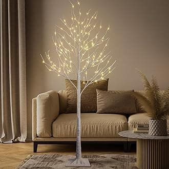 Lighted Birch Tree 8FT 132 LED Artificial Tree for Decoration Inside and Outside, Home Patio Wedding Festival Christmas Decor, Warm White