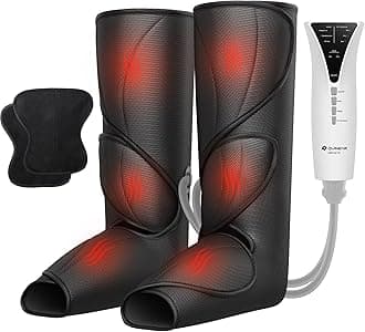 QUINEAR Leg Massager with Heat and Air Compression,Foot and Calf Massager for Circulation and Pain,Compression Boots with 3modes and 3 Intensities