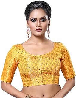 Women's Brocade Elbow Length Sleeves Saree Blouse
