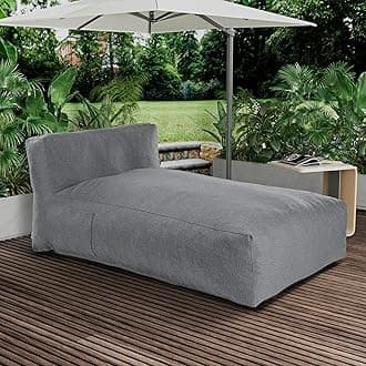 Dineli Chaise Lounge Chair Outdoor Bed Lounger Outdoor Couch Sofa for Pool Comfy Patio Furniture Foam Filling Bean Bed Chair Lazy Sofa for Outside, Water-Resistant Sunbed (Charcoal Gray, 70'' Length)