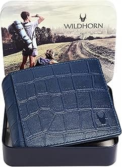 Blue Leather Men's Wallet (WH1173), BLUE CROCO, Travel Wallet